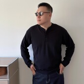 针织衫 大依无忧大码 亨利领舒适薄料加肥加大男士 长袖 男装 春秋新款