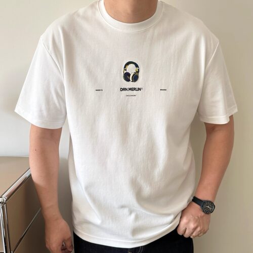 大依无忧夏季大码男装简约耳机胖子加肥加大男款圆领短袖T恤半袖