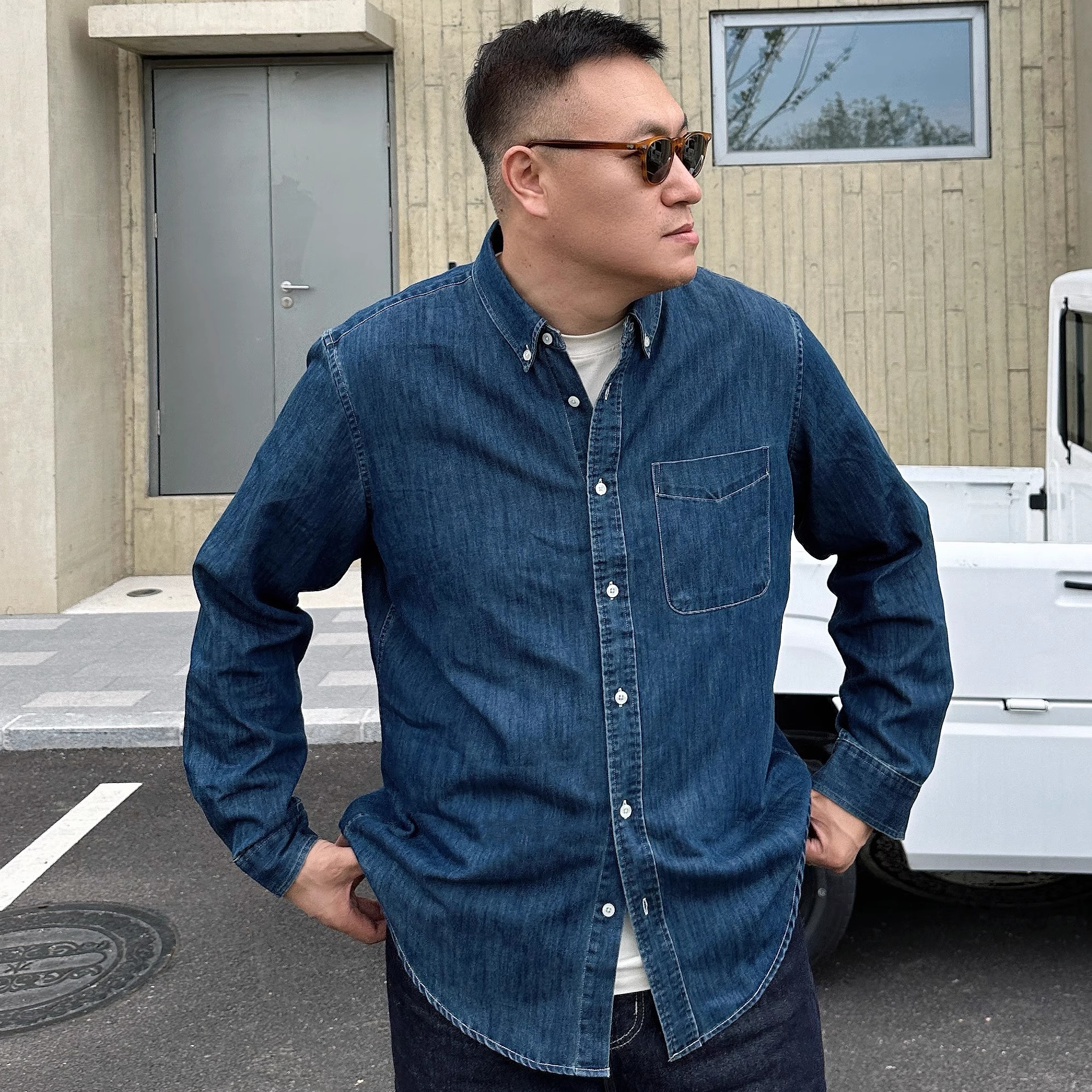 牛仔衬衫大依无忧日韩风潮胖子