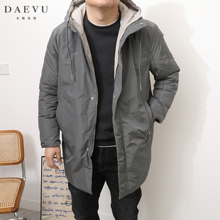 连帽中长款 男士 羽绒服 简约精致潮胖子大号加肥加大码 DAEVU冬新款