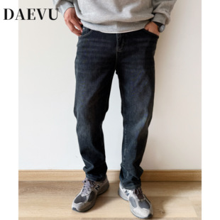 大依无忧大码男装冬款蓝灰色抓绒加厚弹力胖子加肥加大男士牛仔裤