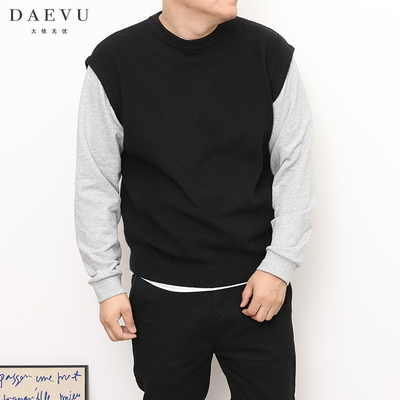 daevu秋冬卫衣袖拼接加肥加大码