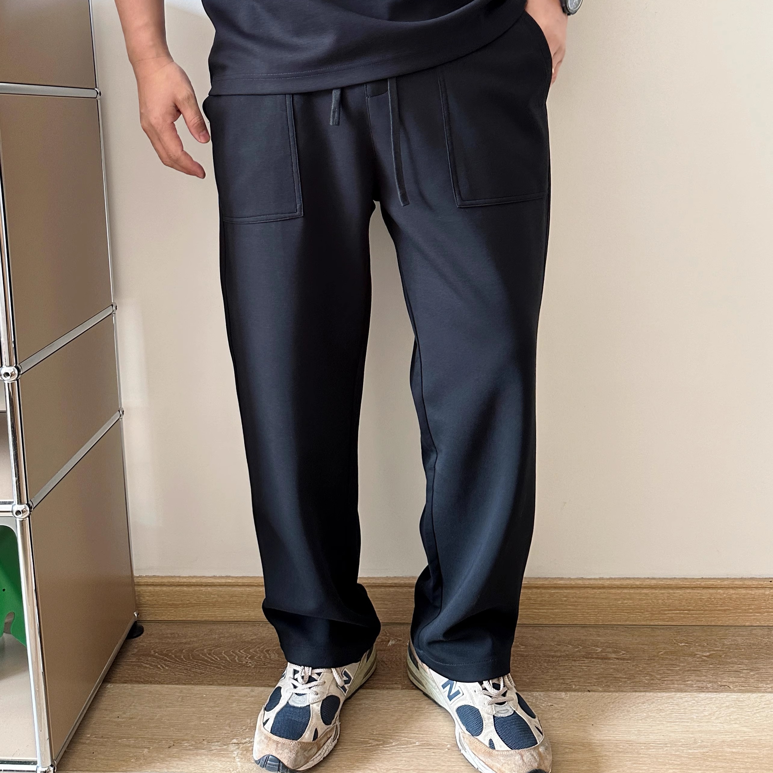 DAEVU大码男装春夏薄料宽松直筒男裤弹力加肥加大男士卫裤休闲裤