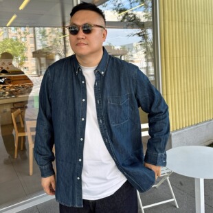 复古胖子加肥加大长袖 大依无忧春秋款 男美式 牛仔衬衫 牛仔衬衣 大码