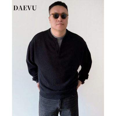 大依无忧大码男装冬季宽松廓版加肥加大男款假两件毛衣针织衫