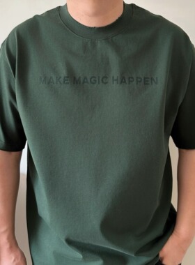 大依无忧夏季大码男装字母绿色廓版胖子加肥加大圆领男士短袖t恤