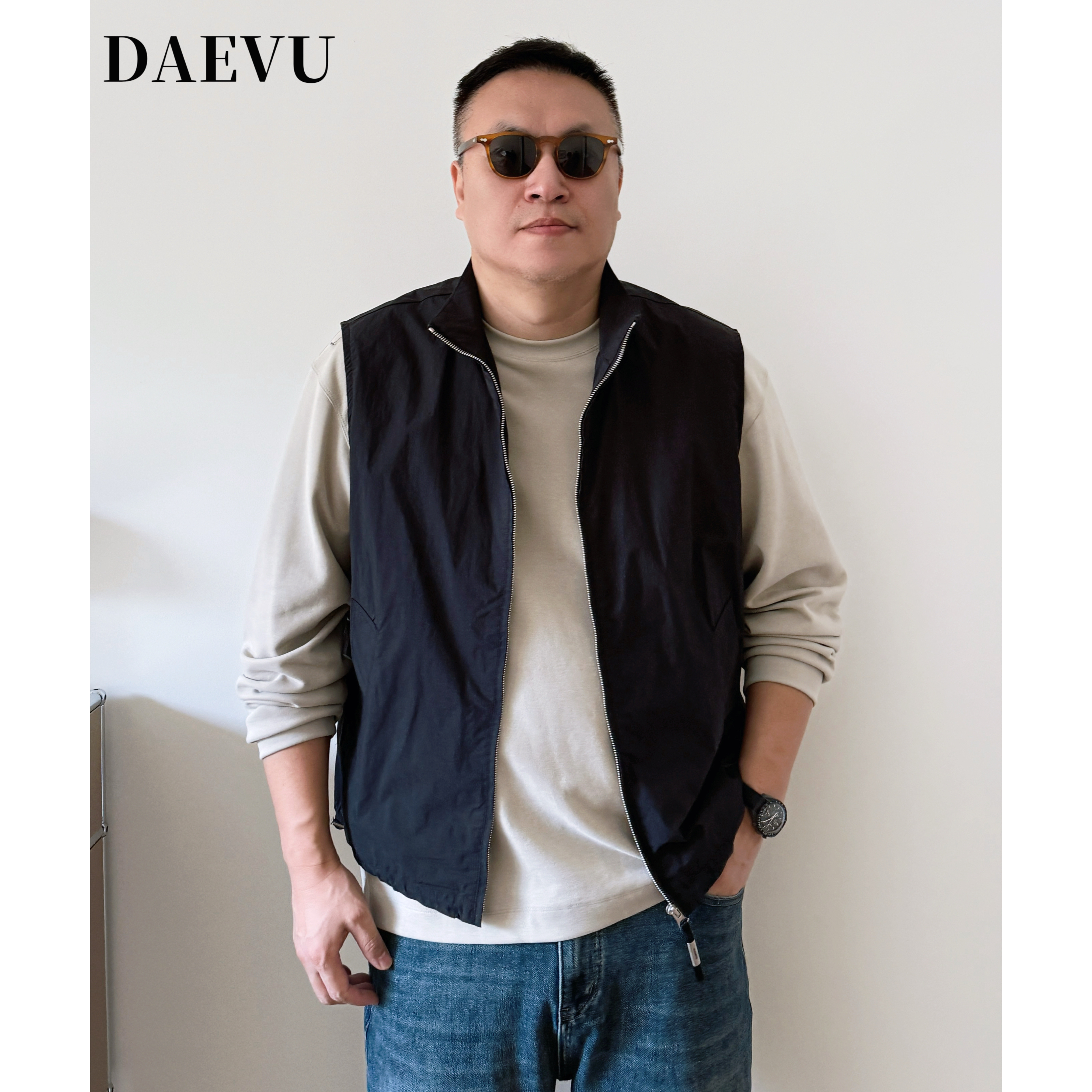 大依无忧大码男装春秋季简约休闲坎肩胖子加肥加大男士立领马甲