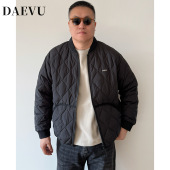 菱格羽绒服 大依无忧大码 男装 冬新款 黑色加肥加大棒球领羽绒服