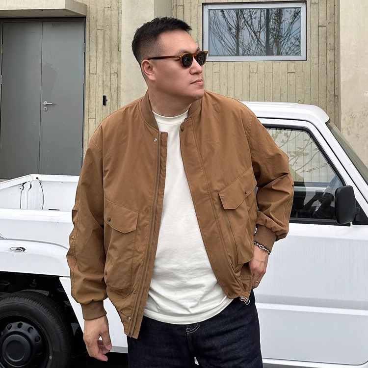 DAEVU大码男装秋款棒球领日系廓版胖子加肥加大男士短款夹克外套