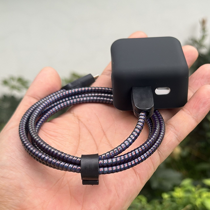 苹果16 iPhone15 17promax 35W双口充电器硅胶壳数据线保护套绕绳