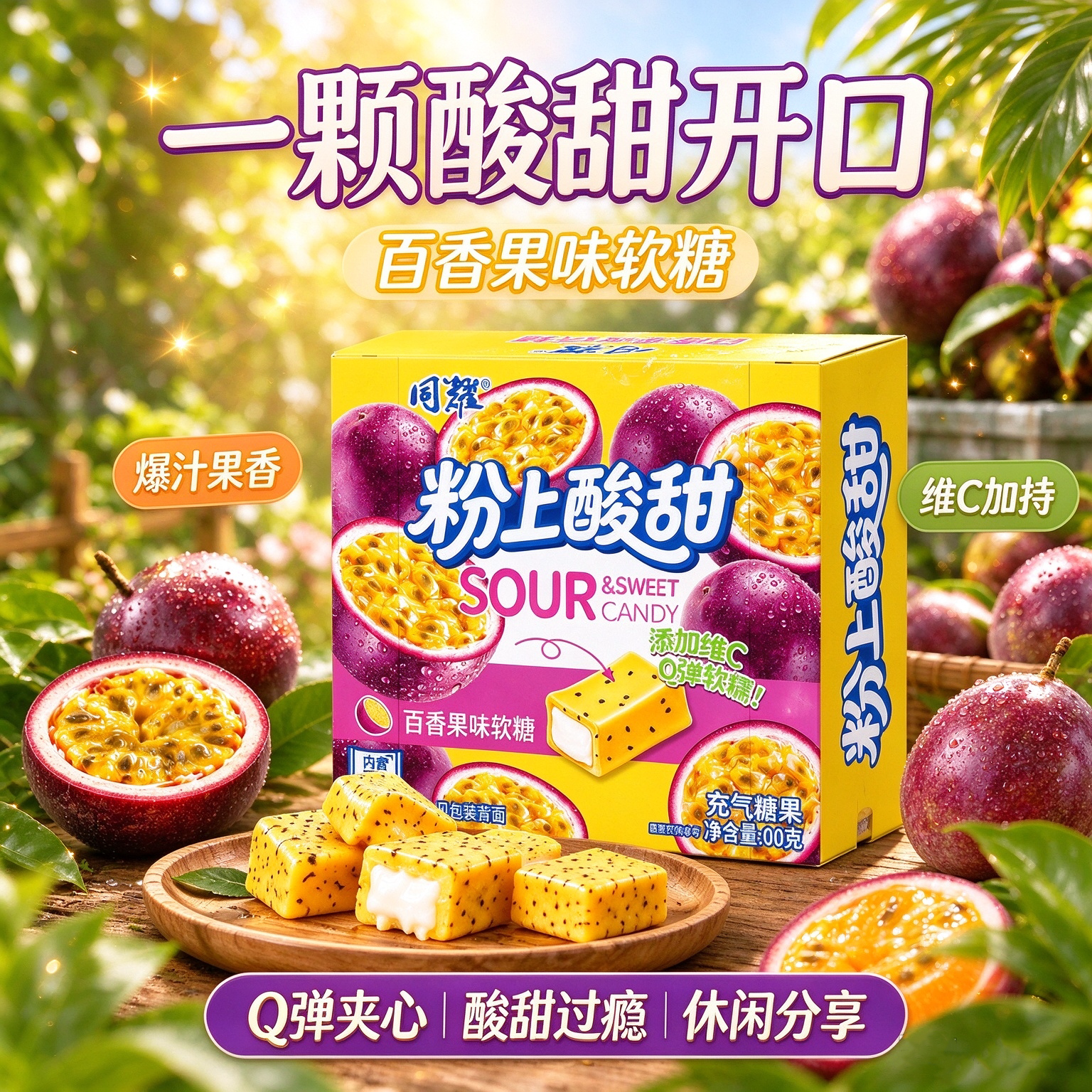 同耀百香果酸甜软糖独立装解馋