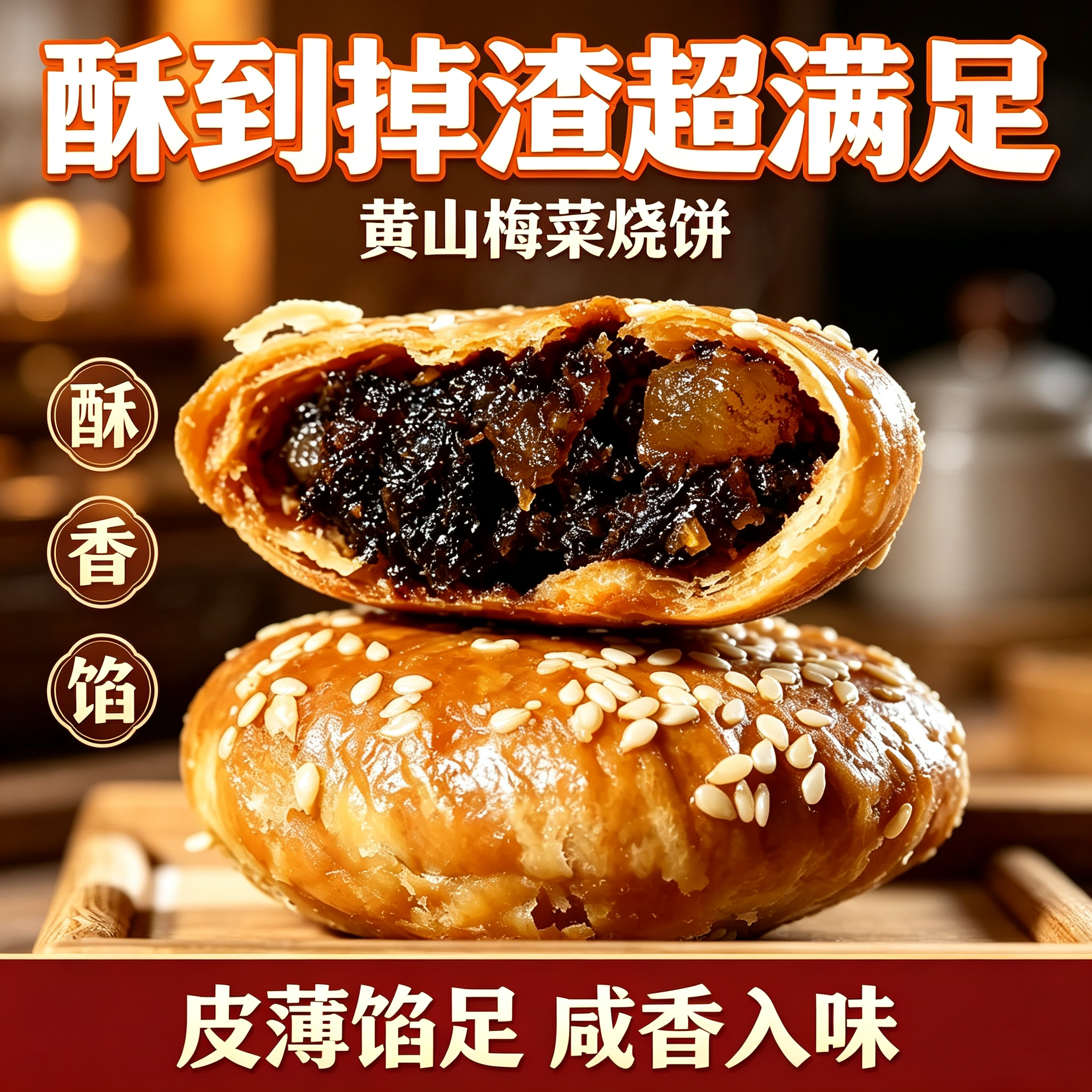 黄山烧饼梅干菜扣肉酥饼安徽特产老式糕点办公室解馋即食小零食
