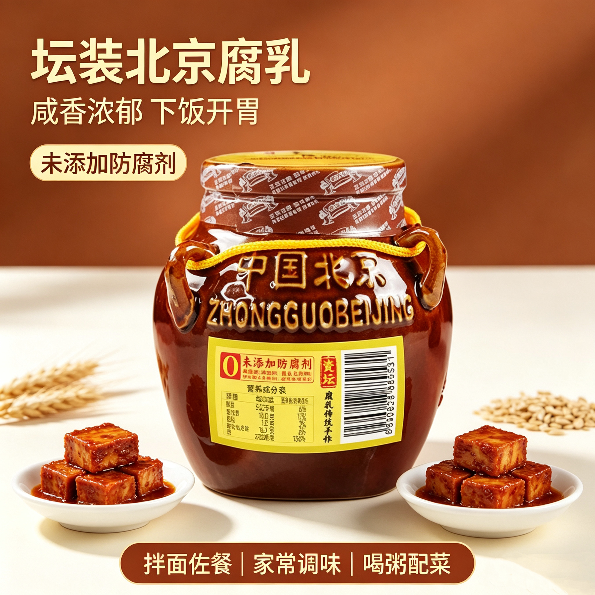 老才臣坛装豆腐乳350g传统红方腐乳老北京风味下饭火锅蘸料酱豆腐