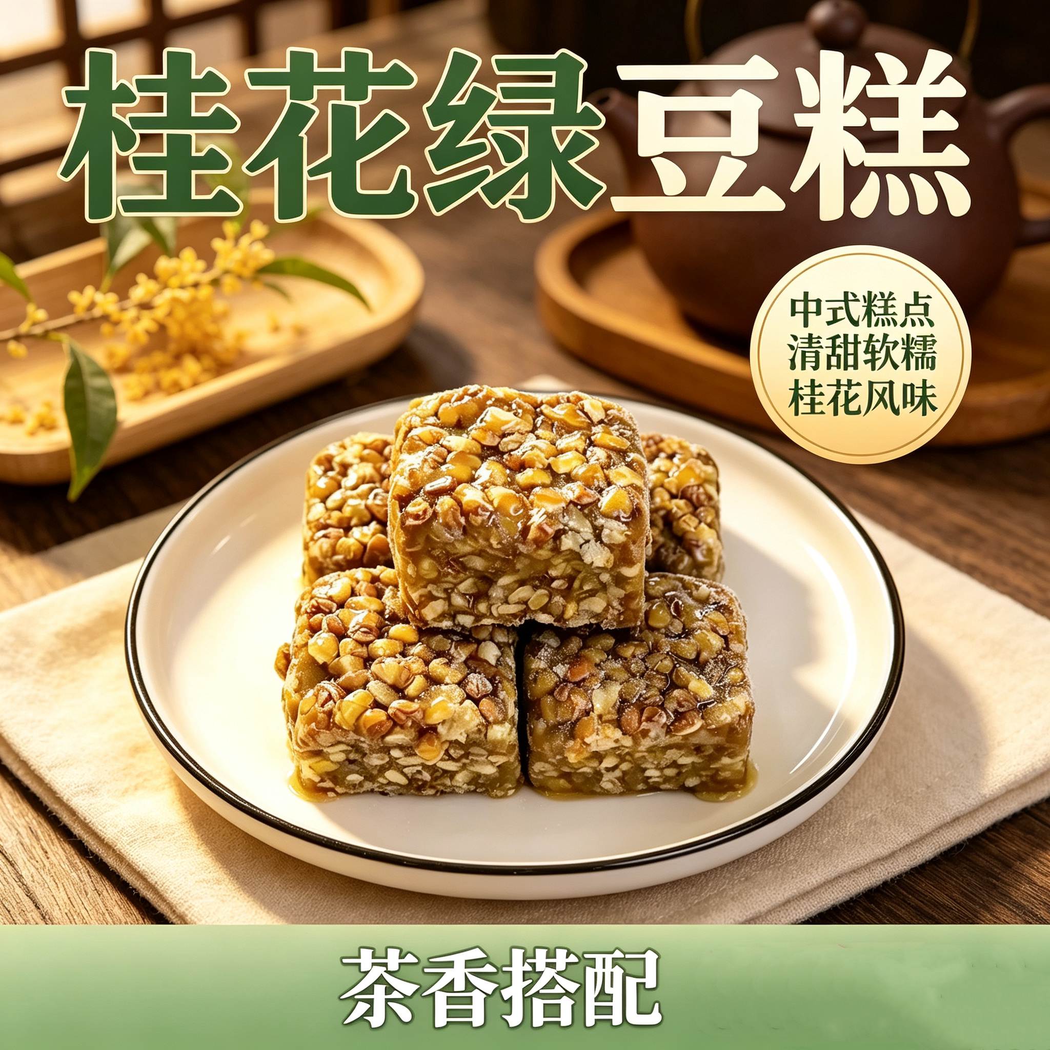 手作软糯桂花绿豆糕独立装800g