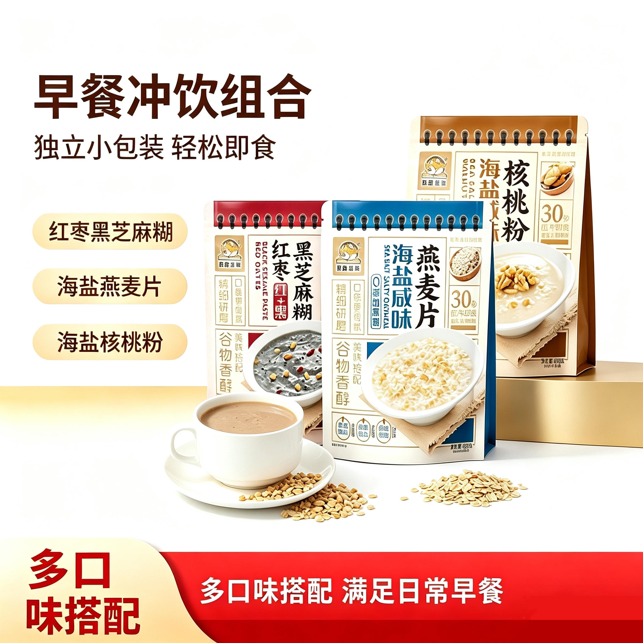 双捷金雀海盐燕麦黑芝麻糊免煮
