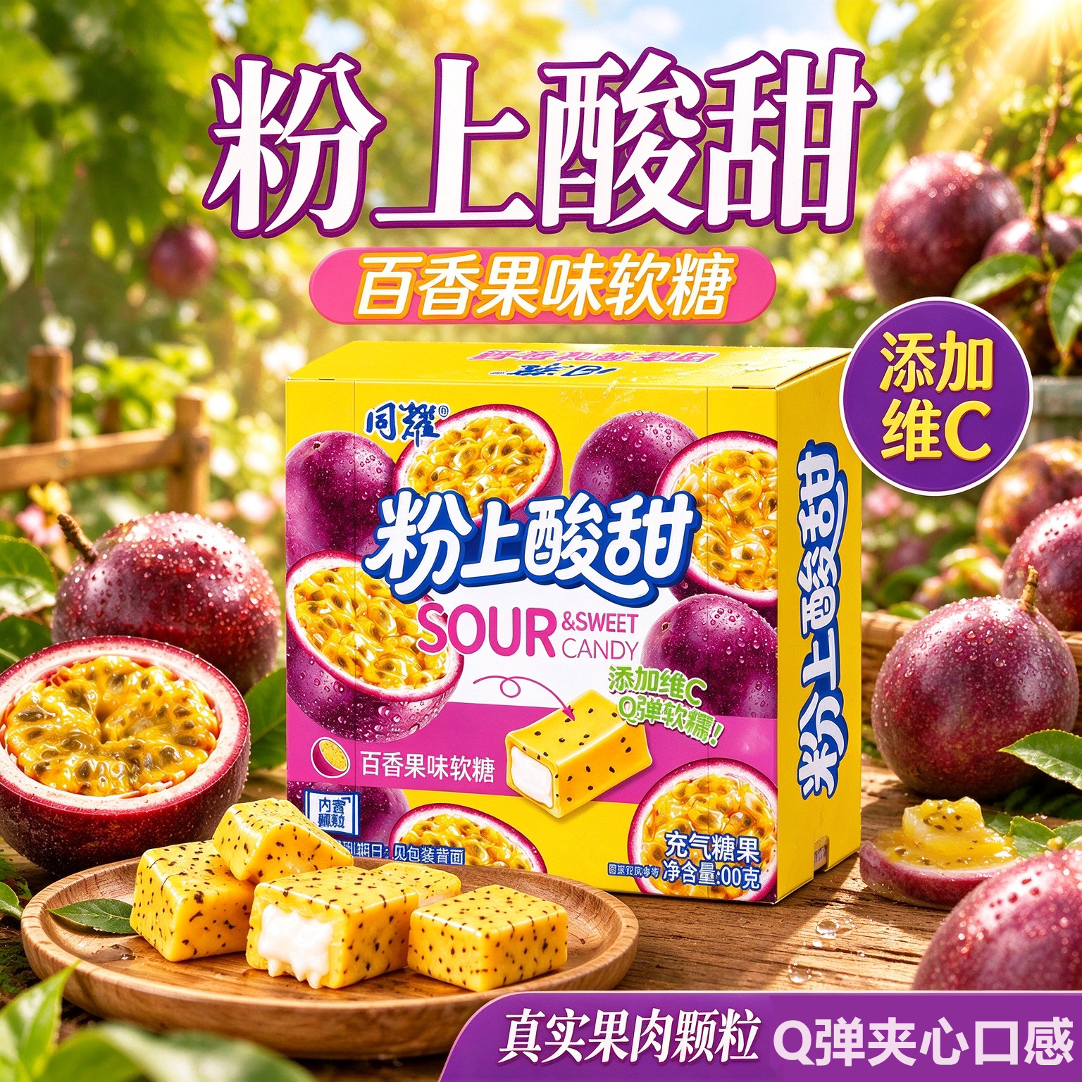同耀粉上百香果味软糖香浓解馋