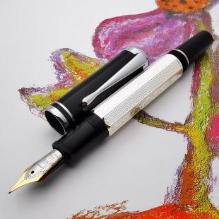 末匠P138钢笔末鲁斯特沙漏尖古典镀银活塞吸墨送礼学生成人办公用