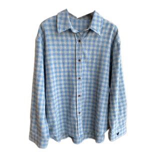 女上衣2026早春新款 AMR 减龄洋气显白蓝色格子衬衫 韩系慵懒