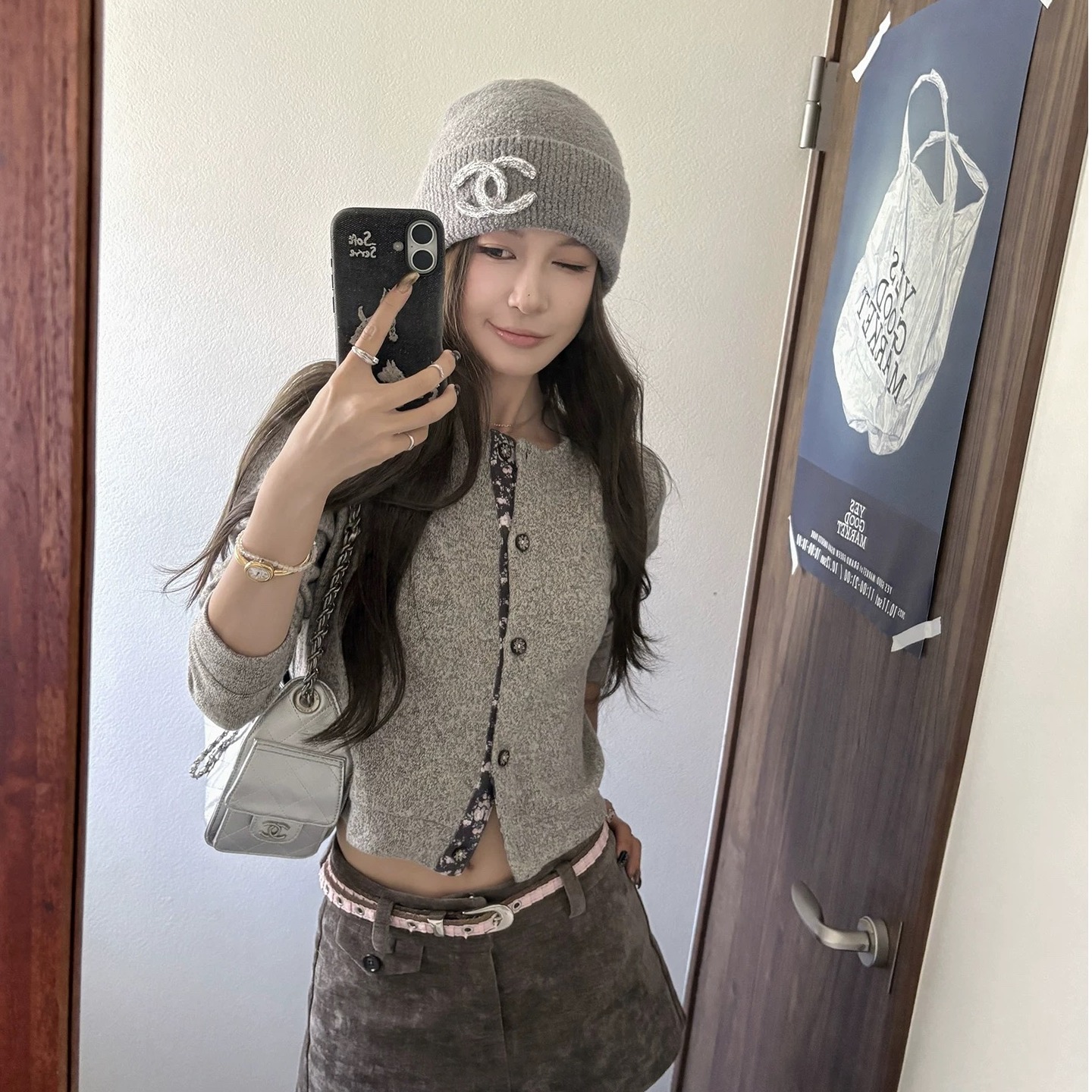 obliviate一忘皆空 糖水日记-拼接门襟木质扣羊毛开衫打底上衣女