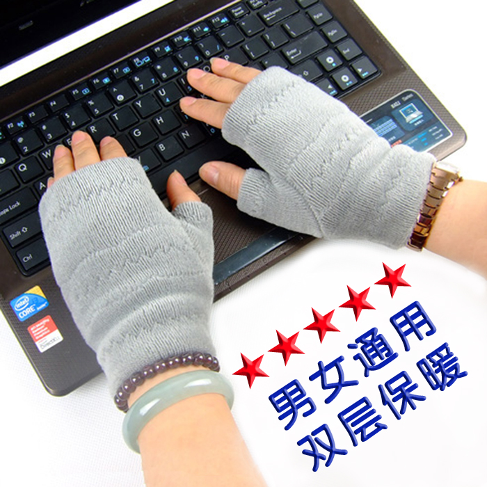 秋冬季男女学生半截触屏无指手套