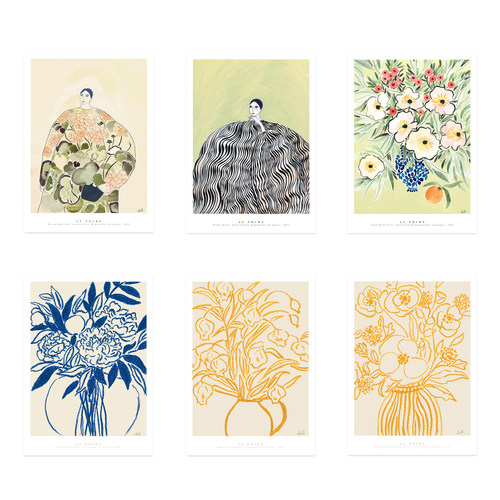 水彩花卉客厅餐厅海报北欧