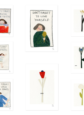 ANNA 丹麦设计Blanca Gomez卡通人物花卉童趣海报 北欧家装儿童房