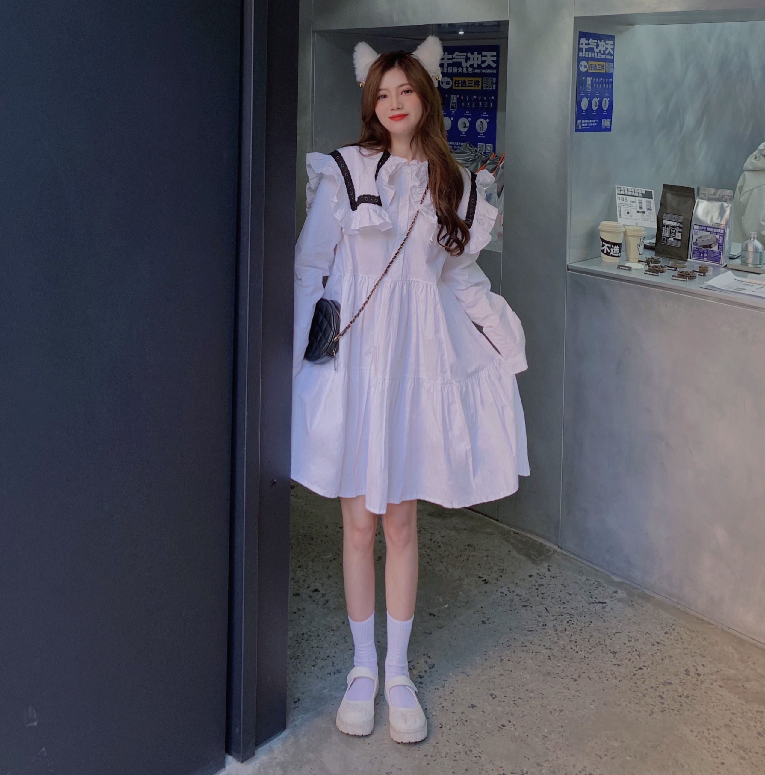 Japanese first love dress 2021 new doll collar fairy dress long sleeve Platycodon skirt