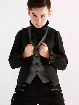 Boy's new 13-year-old Class B British style costume piano dress Spring and autumn children's horse clip vest denim vest