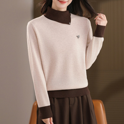 冬季100%纯羊毛气质显瘦打底毛衣