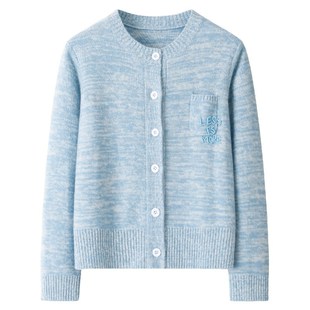 巨保暖气质显白女开衫100纯山羊绒圆领口袋串珠加厚打底羊绒衫女