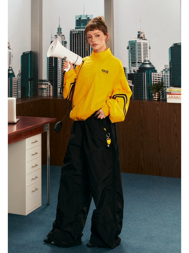 Осенние черные штаны для отдыха в стиле хип-хоп, оверсайз, свободный прямой крой