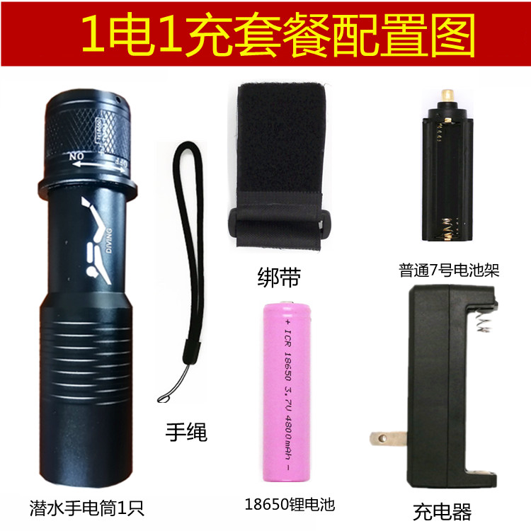 小型防水1000流明浮潜养殖手电筒