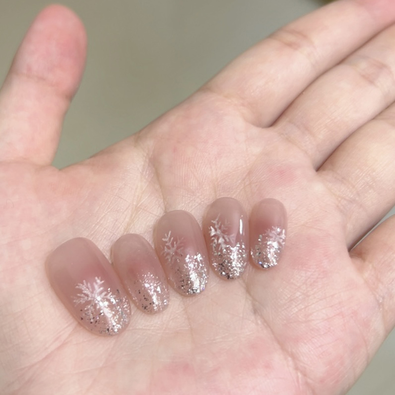 冬日女友礼物手绘雪花穿戴甲