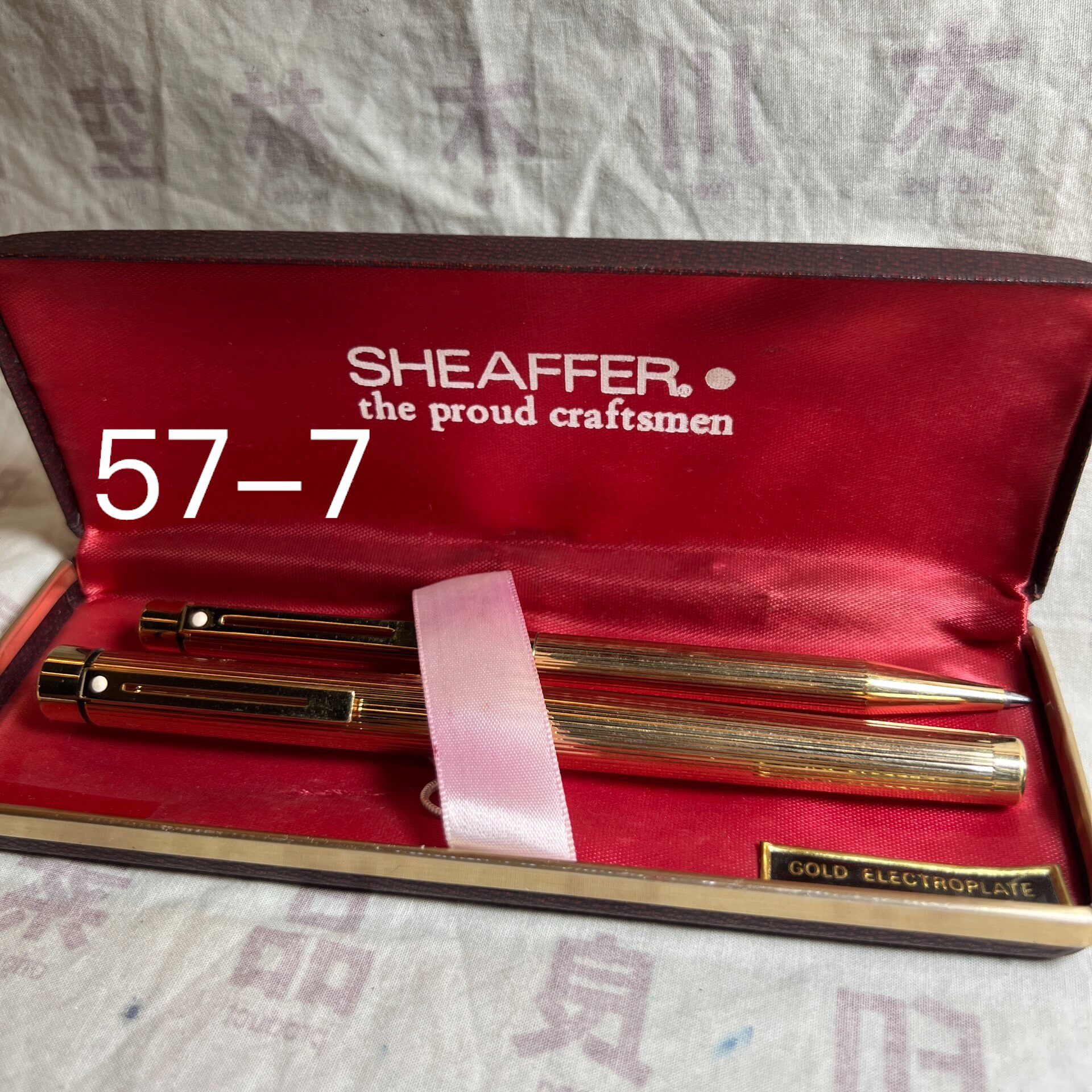 犀飞利targa塔格条纹镀金对笔,14k金笔+圆珠笔