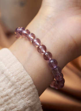 山西五台 小红书同款轻奢气质紫水晶素圈手链闺蜜紫玉手链