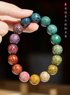 非遗大漆珠手链串珠女生感檀木文玩转运珠情侣手串爆款