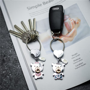 情侣金属钥匙扣女创意生日礼物米勒斯可爱小熊车钥匙链钥匙圈一对