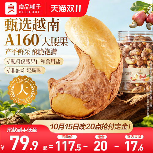 良品铺子A160大大紫皮腰果仁488g