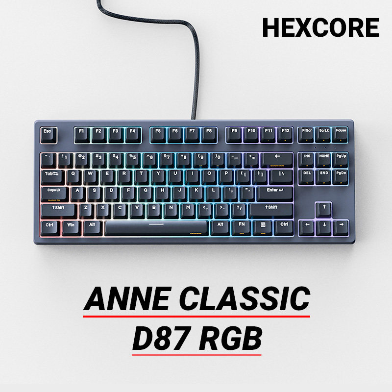 HEXCORE安妮ANNE樱桃茶轴D87有线RGB电竞游戏办公机械键盘CLASSIC