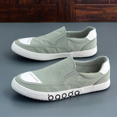 夏季 拼色一脚蹬男鞋 男帆布鞋 清凉透气软底轻便冰丝雨伞布潮流个性