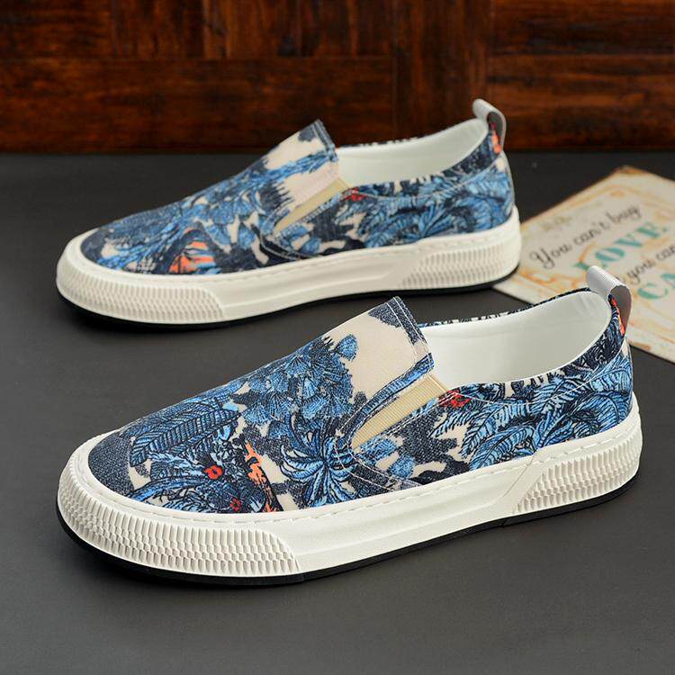 帆布鞋男款春秋新款透气薄款休闲板鞋男士一脚蹬布鞋司机鞋防臭鞋