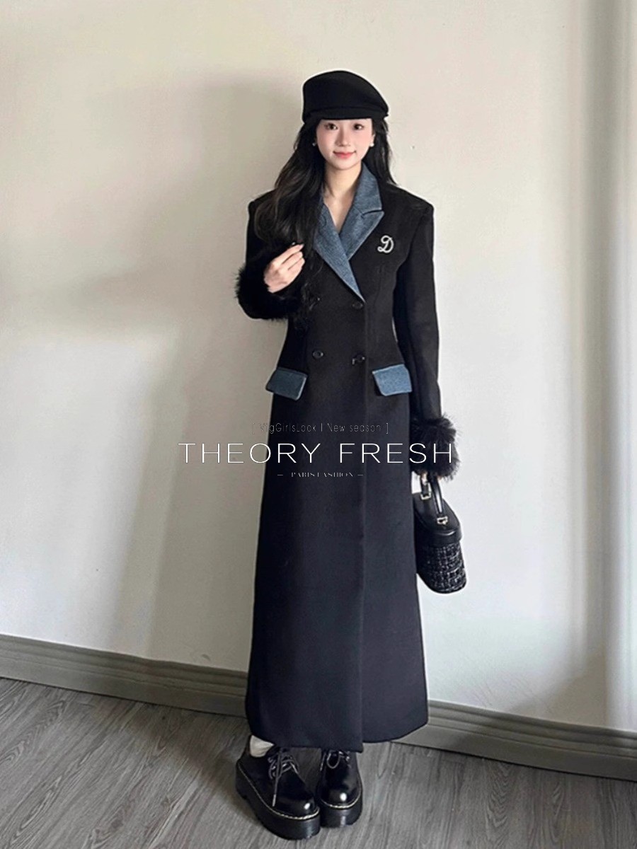 THEORY FRESH法式赫本风毛呢大衣女秋冬季收腰显瘦冷淡系呢子外套 女装/女士精品 毛呢外套 原图主图