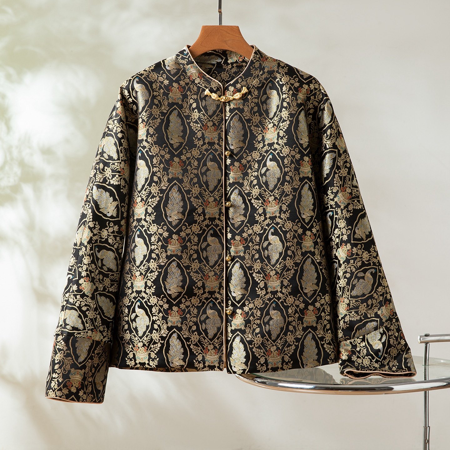 聚宝盆真丝桑蚕丝织金宋锦棉袄对襟外套圆领新中式女白鸭绒羽绒服,女装/女士精品,短外套,淘宝优惠券,粉丝福利购,淘宝优惠卷