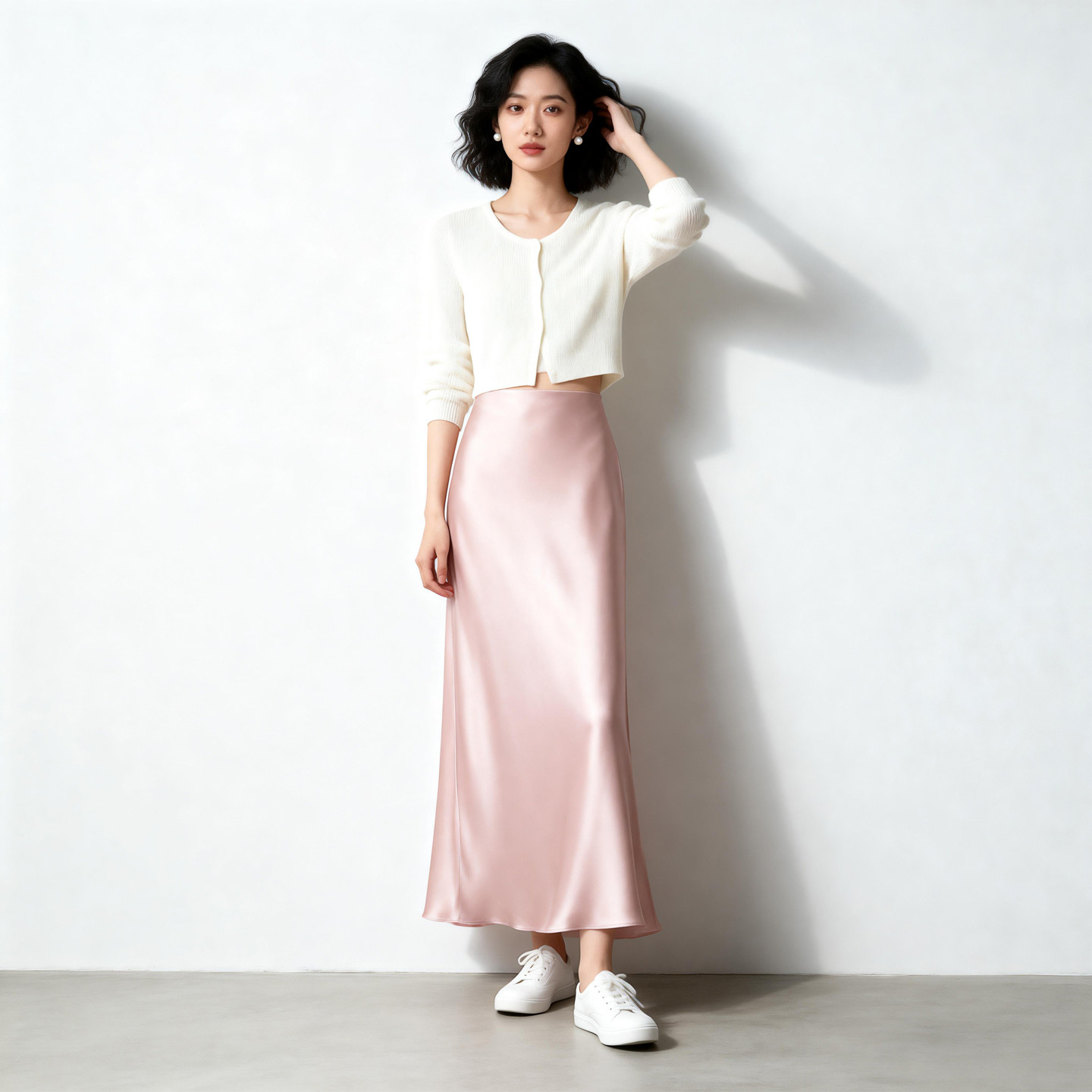 高个子长版显瘦桑蚕丝素绉缎半身裙女夏季通勤高腰鱼尾裙包臀长裙