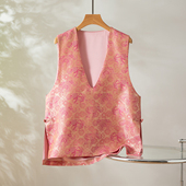 吉象真丝丝羊毛深V外搭马甲女春秋新中式 背心外套上衣 气质无袖