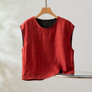 真丝香云纱缎面红龟纹宽松显瘦落肩上衣桑蚕丝短款T恤衫