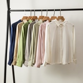 女士桑蚕丝高端上衣春秋装 通勤气质重磅真丝弹力缎衬衫 女纯色长袖