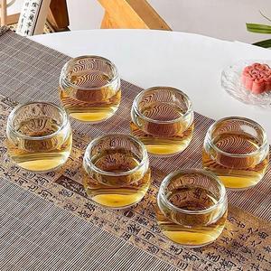 【6只装】扳指杯水晶玻璃杯主人杯家用透明酒杯泡茶品茗杯子水杯