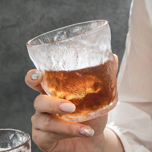 家用果汁饮料啤酒杯ins风 玻璃杯冰川纹杯子透明高颜值水杯女夏季