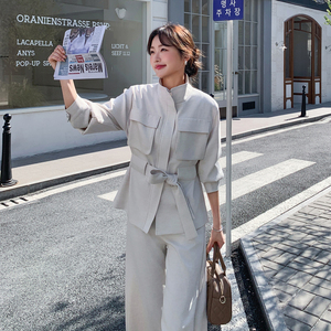 【新款】工装风立领外套＋阔腿裤B208-268007-P195K319，女装运动套装，浙宝208
